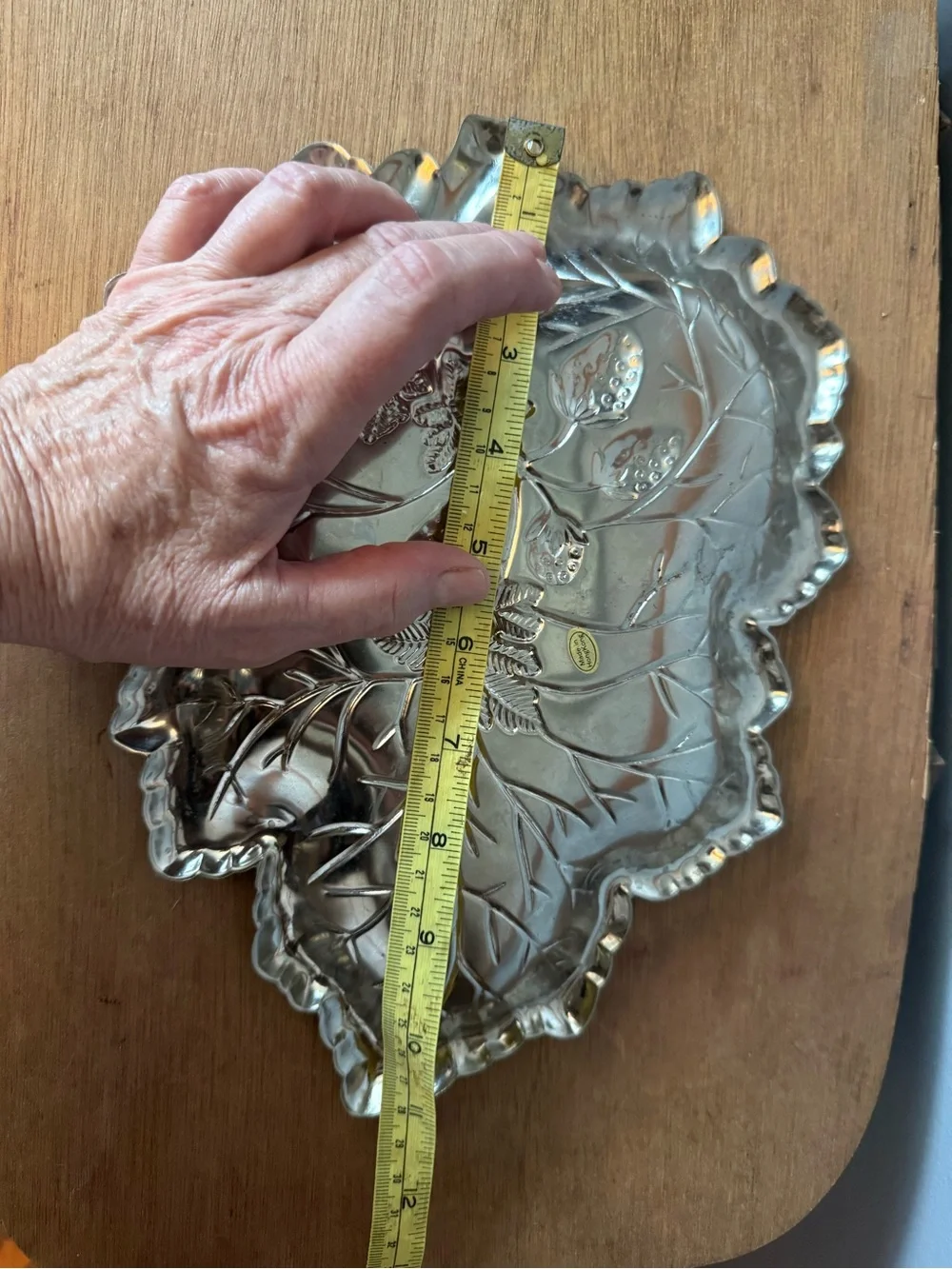 Silver Leaf-Shaped Decorative Serving Tray